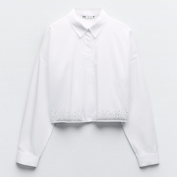 Zara Rhinestone Cropped Shirt - Picture 4 of 7